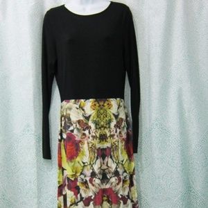 Black and Floral Jersey Maxi Dress